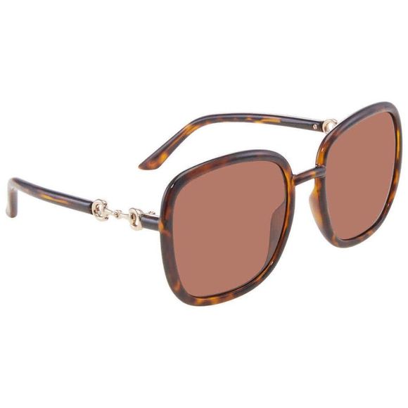 NEW Gucci Dark Brown Square Women's Sunglasses - Picture 1 of 4